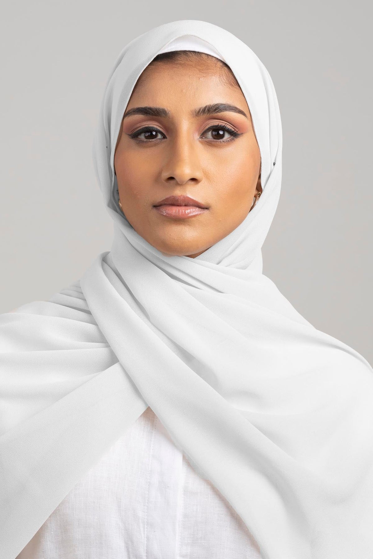 Dove White - Premium Chiffon Hijab - Aayla Hijabs